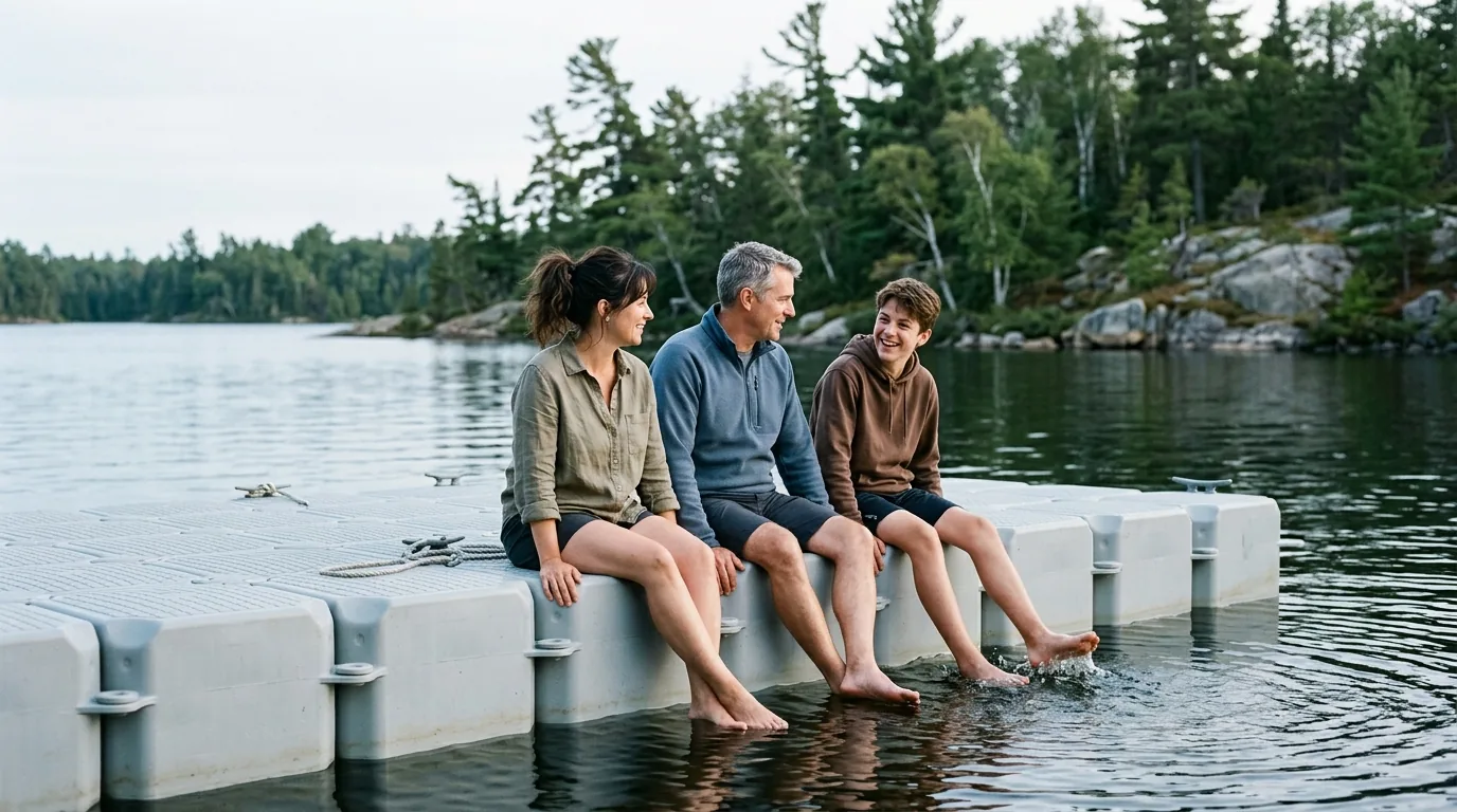 Swim platform built from HDPE modules