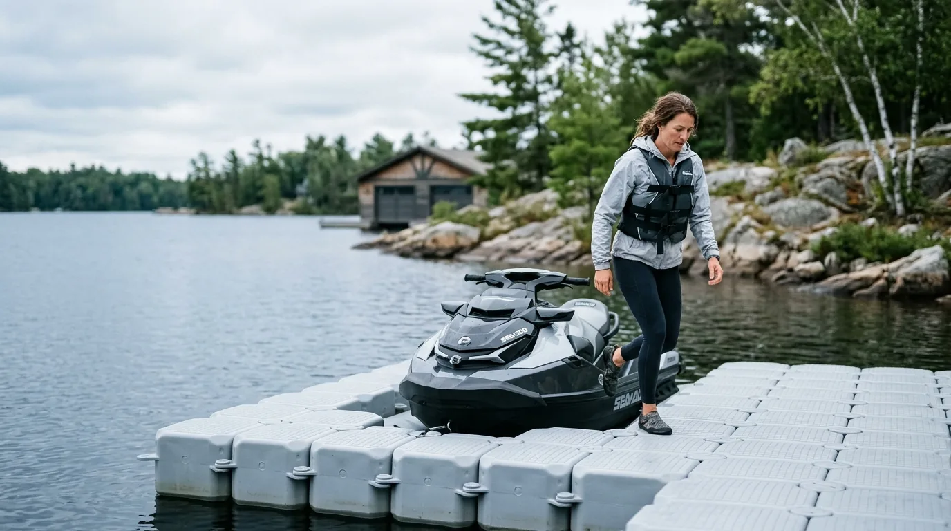 Drive-on jet-ski port on a modular dock